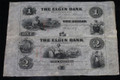 1852 $1 & $2 (UNCUT SHEET) BROKEN BANK NOTE, THE ELGIN BANK (D.CLARK & CO.)