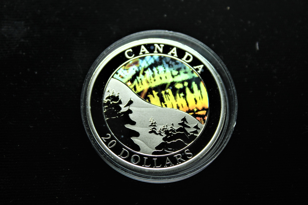 2004 $20 Royal Canadian Mint Northern Lights Silver Coin With Box & COA