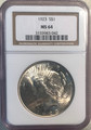 1923 PEACE SILVER DOLLAR - NGC MS64