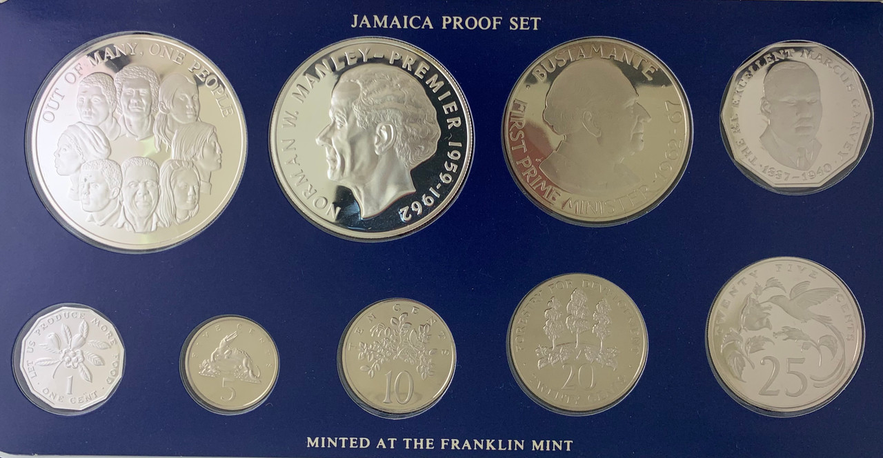 Jamaica Proof Set 銀貨 JAMAICA SILVER PROOF COIN YEAR SET 1976 BY FRANKLIN MINT