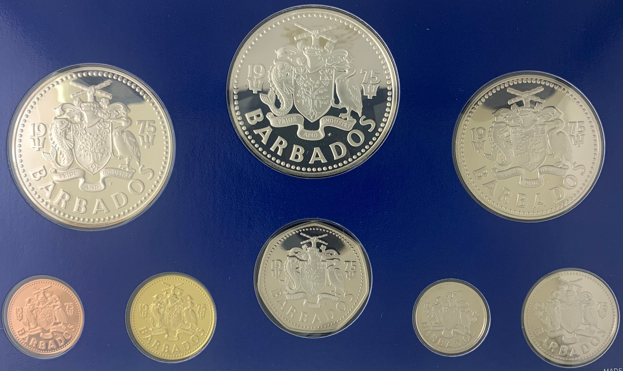 1976年 バルバドス プルーフ 貨幣 セット フランクリン・ミント P2-5 ⑥ フランクリン・ミント BARBADOS バルバドス島史上初の公式貨幣