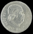 1947-1948 1 UN PESOS MEXICO .500 SILVER - AU/BU