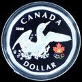 2008 $1 Canada SILVER Olympic Lucky Loon Colorized Coin