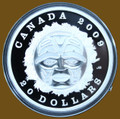 2009 $20 Canada Fine SILVER Coin - Summer Moon Mask 