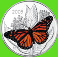 2005 50-cent Canada Colorized "MONARCH" SILVER Proof Coin
