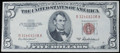 1953 A $5 UNITED STATES NOTE - XF/AU