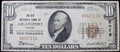 1929 $10 TYPE I NATIONAL CURRENCY NOTE - LOGANSPORT INDIANA - VG/F