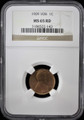 1909 VDB 1C LINCOLN WHEAT CENT - NGC MS 65 RD
