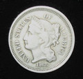 1868 3C THREE CENT USA LIBERTY HEAD/ROMAN NUMERAL III - VF