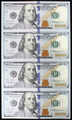 2009-A (4) $100 USA UNCUT SHEET From The BUREAU OF ENGRAVING AND PRINTING
