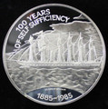1985 25 POUNDS FALKLAND ISLANDS SILVER PROOF - 100 YEARS OF SELF SUFFICIENCY