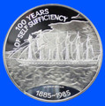 1985 25 POUNDS FALKLAND ISLANDS SILVER PROOF - 100 YEARS OF SELF SUFFICIENCY
