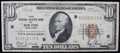 1929 $10 NATIONAL CURRENCY NOTE - NEW YORK, NEW YORK - VG