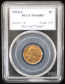 1954-S 1C US LINCOLN WHEAT CENT - PCGS MS66RD