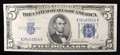 1934-A $5 SILVER CERTIFICATE - AU+