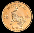1987 Royal Mint Hong Kong $1000 Lunar Year of the Rabbit .47 oz. GOLD Coin - PR