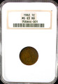 1902 US 1C Lincoln Penny - NGC MS 63 RD