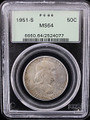 1951-S US 50C Franklin SILVER Half Dollar - PCGS MS 64