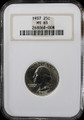1937 US 25C Washington SILVER Quarter - NGC MS 65