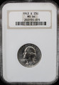 1942-S US 25C Washington SILVER Quarter - NGC MS 64