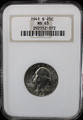 1941-S US 25C Washington SILVER Quarter - NGC MS 65