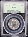 1941-S US 25C Washington SILVER Quarter - PCGS MS 64