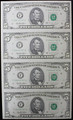 1995 US $5 Dollar Uncut Sheet of 4 Notes -Uncirculated
