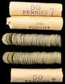 1960-D Small Date Lincoln 50 Pennies Roll Circulated - Qty 5