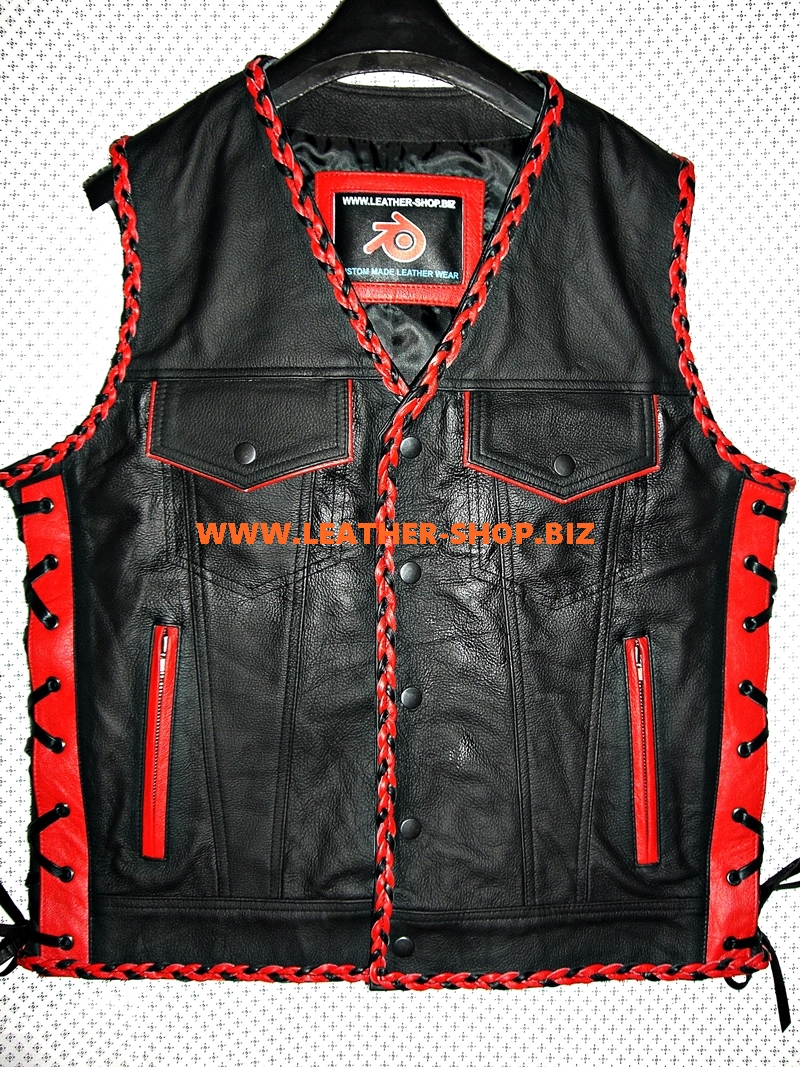 Mens Leather Vest Braided Style MLVB1301 Two Color for Sale.