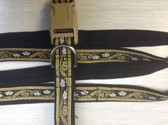 NIELS Designer Dog Collar & Lead. Gold and Black. 11"-15"