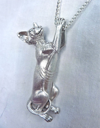 Handmade 925 Sterling Silver Sphynx Cat Face Pendant – Unique Detailed Charm – Gift Ready