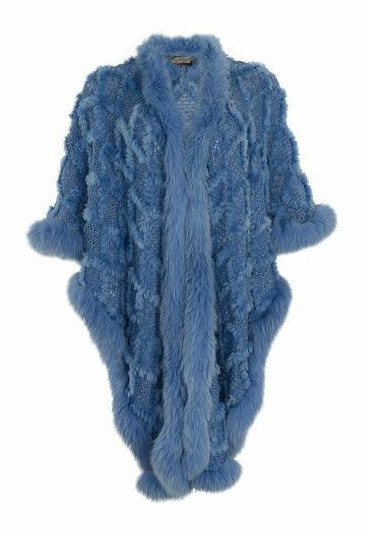 Paula Lishman Hand Knit Beaver Fur Thread Lace Poncho
