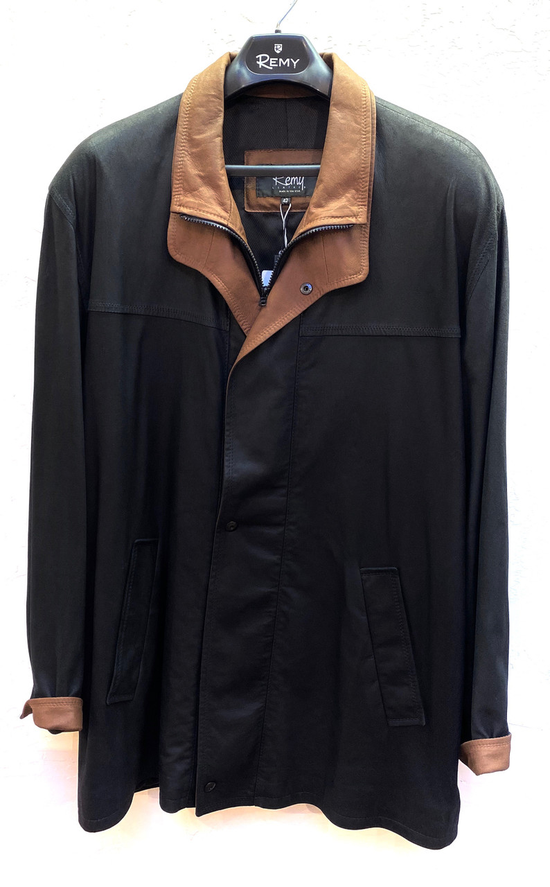 Remy Men's Double Collar Leather Jacket - Peat/Dakota (794 x 1280 Pixel)