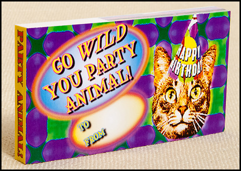 Go Wild You Party Animal Flip book.  Wacky morphing of animal images into a birthday card.