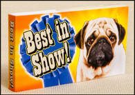 Best in Show flip book has a series of great dog mugs — a pug, a lab, a bull terrier... finally a winning basset hound flapping his ears and flying at you with the message "You're the Best!"  A great inexpensive gift for the dog-lovers in your life.
