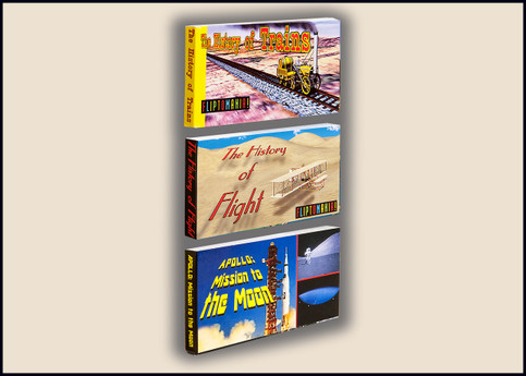 Travel Flipbooks 3-Pack: History of Trains, History of Flight, Apollo Moon Missio