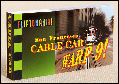Cable Car... Warp 9! Flipbook | San Francisco cable car takes off and flies over the Golden Gate Bridge.