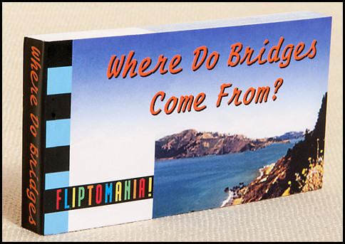 Where Do Bridges Come From? flipbook shows the never-before seen story of the creation of the Golden Gate Bridge, carried into place by a stork.
