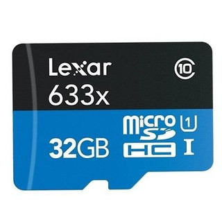 Features/Specifications:
Lexar 32GB 633x Class 10 microSDHC UHS-I Memory Card

General Features:
32GB capacity
Speed rating: 633x
Read Speed: Up to 95 MB/s
Write Speed: Up to 20 MB/s
UHS-I Speed Class 1 (U1), Class 10
For everyday photos and Full HD video recording
Ideal choice for smartphones and tablets
Quickly captures, stores, plays back, and transfers media files, including 1080p full-HD, 3D, and 4K video