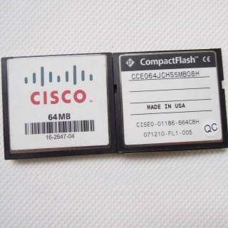 GENERAL INFORMATION
Manufacturer Cisco
Manufacturer Part Number 16-3204-01
Product Name Industrial CompactFlash Card 1 GB
Product Type Industrial CompactFlash Card
TECHNICAL INFORMATION
Storage Capacity: 32MB—2GB
Seek Time High transfer rate for fast copying and downloading
Supply Voltage:   3,3 / 5 V
Temperature High Operating temperature range
Power Low power consumption
PHYSICAL CHARACTERISTICS
Form Factor ：CompactFlash
Dimensions： 42.8 x 36.4 x 3.3 mm (1.69 x 1.43 x 0.13 in)