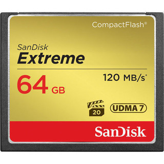 NOTICE：The item(s) are NOT coming with retail packing, But 100% Genuine
 
Capacity: 64 GB
Read Speed: up to 120MB/s
Write Speed: up to 85MB/s
Video Speed: VPG-20
Form Factor: CompactFlash
This industry-leading memory card is optimized for professional-grade video capture, with a minimum sustained write speed of 20MB/s1 for rich 4K and Full HD video.
Sustained Performance for Any Situation
The optimal combination of shot speed (up to 85MB/s1) sustained video performance guarantee (VPG-20)3, and transfer speed (up to 120MB/s); 16GB - 128GB cards only.

Ideal for use with mid-range to high-end DSLR cameras and HD camcorders, the SanDisk Extreme CompactFlash Memory Card delivers first-rate read/write speeds to catch fast action shots and enable quick file transfers. This memory card features Video Performance Guarantee (VPG-20) to deliver a minimum sustained recording data rate of 20MB/s3 to support high-quality Full HD video (1080p)4 recording. Take advantage of burst-mode photography with the card's write speeds of up to 85MB/s1 (567X) and enjoy efficient workflow with its transfer speeds up to 120MB/s2. With capacities up to 128GB5, this memory card provides plenty of storage for Full HD videos and RAW photos.

Exceptional Shot to Shot Performance
With write speeds of up to 85MB/s1, the SanDisk Extreme CompactFlash Memory Card adds to your mid-range to-high-range DSLR's performance during burst-mode shooting, rapid shots, and RAW plus JPEG capture. The card records photos almost instantly, ensuring you will catch your best shot. Read speeds of up to 120MB/s2 make transferring images to your computer fast and simple.

Professional-Grade Video Capture
Featuring a Video Performance Guarantee (VPG-20)3 profile specification, the SanDisk Extreme CompactFlash memory card can keep up with the steep memory demands of professional video equipment such as HD camcorders. The card's VPG-20 ensures data transfer between card and camera with a sustained data recording rate of 20MB/s2 for a smooth and unbroken video stream. You'll be able to record in resolutions as high as 1080p4 without skipped frames.

Durable Design
SanDisk Extreme CompactFlash Memory Cards are designed to handle whatever life throws at you. This card is backed by rigorous stress, shock, and vibration testing and includes RTV silicone coating for protection against shock and vibration. It operates in nearly any climate, with a functioning temperature range of -13 to 185 degrees Fahrenheit.

High Storage Capacity
The SanDisk Extreme CompactFlash memory card offers plenty of space to store high-resolution photos and Full HD4 videos. With capacities up to 128GB5, the card can store thousands of photos and hours of video.

Warranty
The SanDisk Extreme CompactFlash Memory Card is backed by a lifetime limited warranty