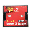 Brand New and High Quality
Convert micro SD / micro SDHC / TF to CF Type I
This adapter will show the real speed of inserted media
Memory card is completely invisible inside the adapter
Feature:

Supports Micro SD/TransFlash all capacities

SD 3.0 ready / accept exFAT file system on windows

High-Speed CF interface with extreme performance

Supports CF true IDE mode / memory mode / IO mode

Equipped with push-push MicroSD socket

Supports Windows/Mac OS/Linux