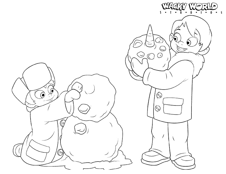 Building Snowman Coloring Page