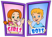 Boys and Girls Restroom Door Signs Peel-n-Stick Pack #1