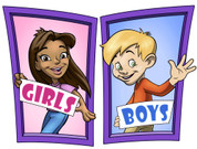 Boys and Girls Restroom Door Signs Peel-n-Stick Pack #8