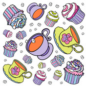 Tea Party Pattern (Blue) Coordinating Decals