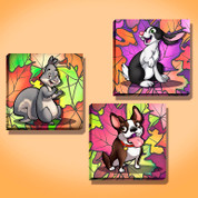 Fall Leaves and Furry Friends Stretched Canvas Set