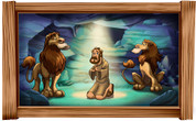 Framed Biblical Scene: Daniel in Lion's Den Version 1 (Choice of Frame)