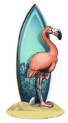 H. Surf's Up Flamingo Vinyl for Standing 2D Cutout