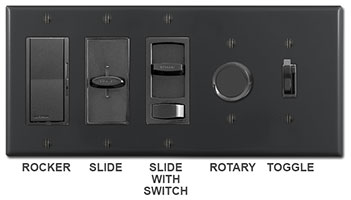 Black Dimmers - Rocker, slide, rotary, toggle